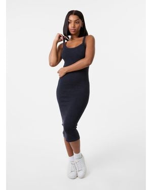 Pink Vanilla Washed Ribbed Racer Dress - Blue