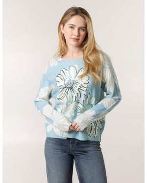 Blue Vanilla Large Flower Embellished Jumper - Blue