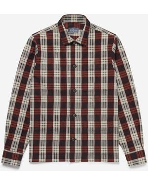 Oliver Sweeney Brushed Cotton Check Overshirt - Brown