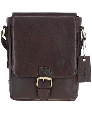 Ashwood Leather Compact Flap Over Bag - Black