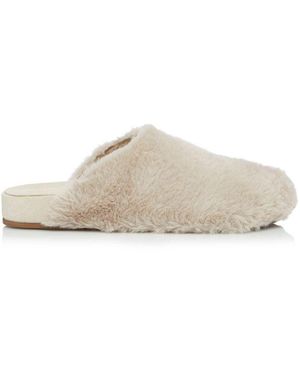 Dune Ladies Wanda T Faux Fur Slippers - White