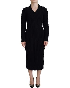 Dolce & Gabbana Wool Knitted Sheath Jumper Dress - Black