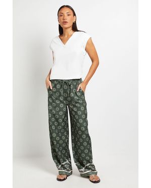 PRINCIPLES Printed Lightweight Crepe Wide Leg Trouser - Green