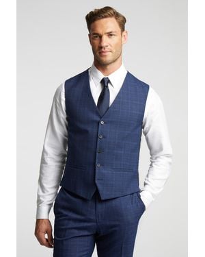 Ted Baker Slim Fit Soft Check Waistcoat - Blue
