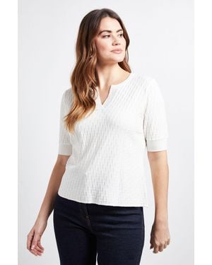 Wallis Stitch Detail V Neck Knitted Top - White