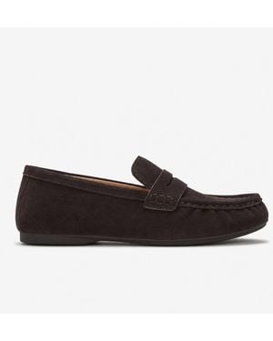 Fitflop Delicato Suede Loafer Shoes Chocolate - Black