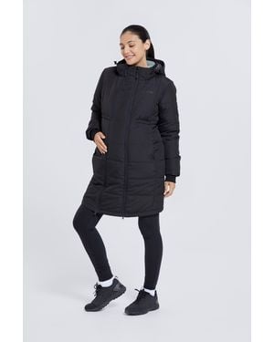 Mountain Warehouse 'Amethyst' Long Padded Maternity Jacket Water Resistant Winter Coat - Blue