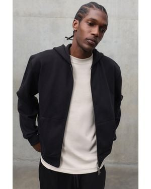 BoohooMAN Oversized Boxy Premium 480Gsm Zip Through Hoodie - Black