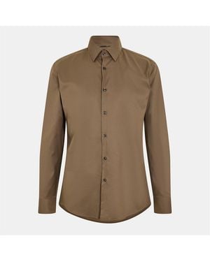 BOSS Point Collar Long Sleeve Regular Fit Oxford Shirt - Green