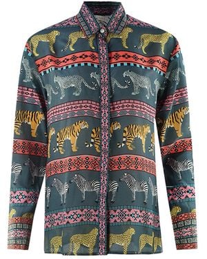 Inoa Masari Mara 1202110 Long Sleeve Blouse Silk Shirt - Blue