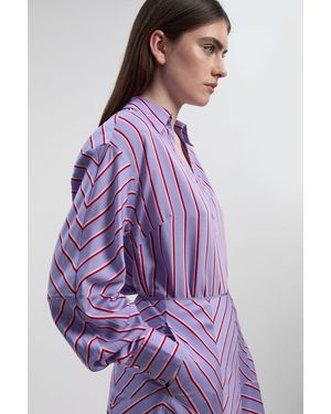 Karen Millen Cotton Stripe Tailored Shirt - Purple