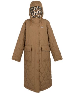 Regatta Ladies Orla Kiely Quilted Long Length Jacket (Toasted Tan) - Brown