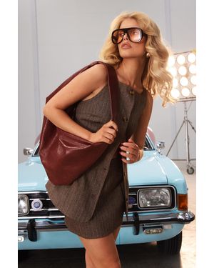 Boohoo Faux Leather Slouchy Tote Bag - Brown