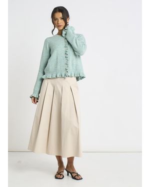 Gini London Long Sleeve Ruffle Front Cardigan - White