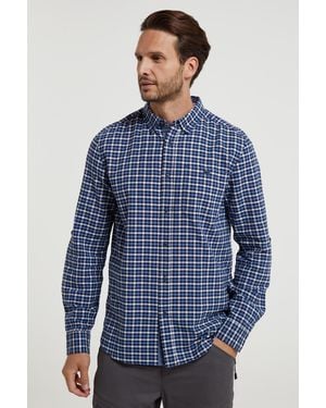 Mountain Warehouse 'Driftwood' Check Print Shirt Cotton Long Sleeved Everyday Top - Blue