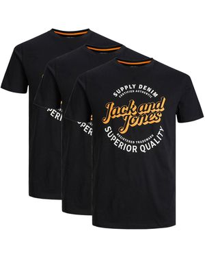 Jack & Jones Mikk 3 Pack T-Shirts - Black