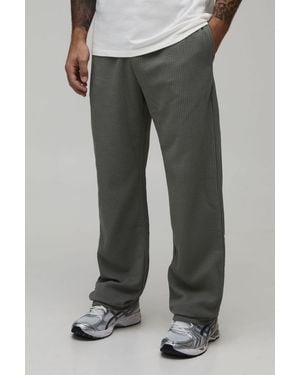 BoohooMAN Straight Fit Ribbed Elasticated Waist Jogger - Grey