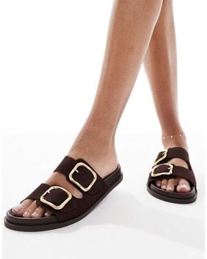 schuh Tylee Double Buckle Sandals - White