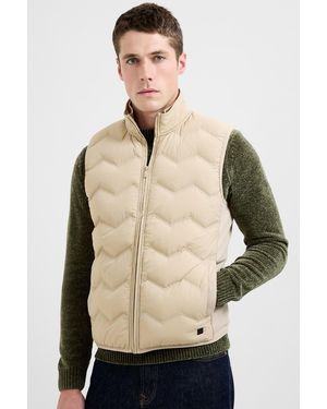 French Connection Zig Zag Quilted Zip-Up Puffer Gilet - Natural