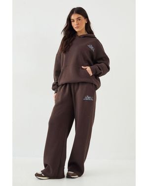 DSGN Studio Wellness Club Oversized Hooded Tracksuit - Brown