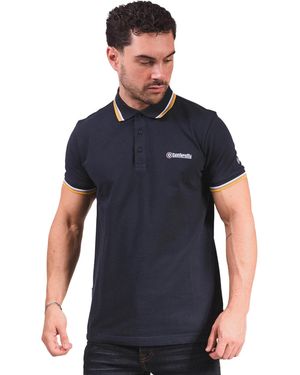 Lambretta Herenpoloshirt Met Drie Punten (Marine/Wit/Kaas/Goud) - Blauw