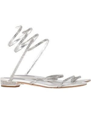 Rene Caovilla Rene Caovilla Cleo Platte Spiraal Sandalen In Zilver Leer - Wit