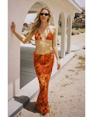 Nasty Gal Tie Dye Triangle Bikini And Maxi Skirt 3Pc Set - Natural