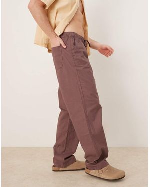 ASOS Baggy Linen Blend Trousers - Brown