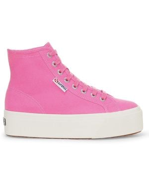 Superga Ladies 2708 Lace Up High Tops (Fuchsia/Avorio) - Purple
