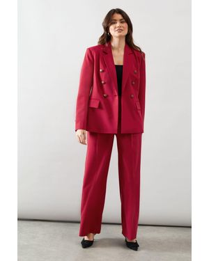 Wallis Wide Leg Pleat Detail Trouser - Red