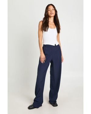 Boohoo Tall Basics Tailored Wide Leg Trouser - Blue