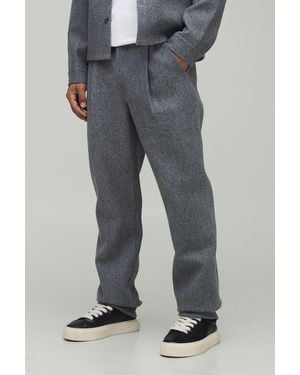 BoohooMAN Straight Fit Brushed Trousers - Grey