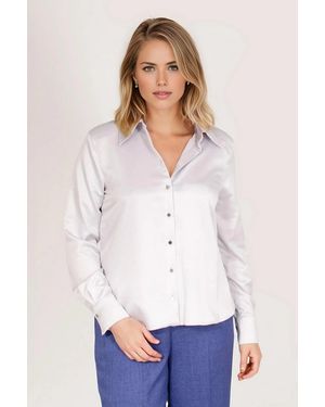 Secret Label Satin Long Sleeve Blouse - White