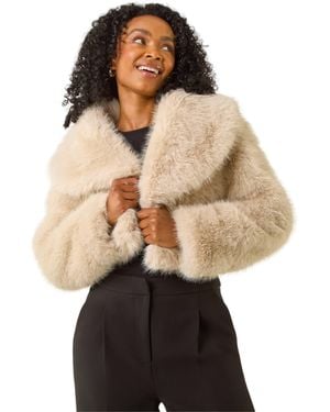 Roman Petite Cropped Fur Coat - Multicolour