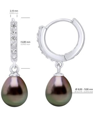 Ateliers Saint Germain Earrings Creole Real Cultured Tahiti Pearls 8-9 Mm - Black