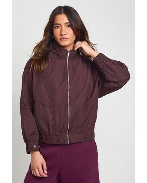 Boohoo Funnel Neck Elasticated Waist Lightweight Bomber Jacket - Purple