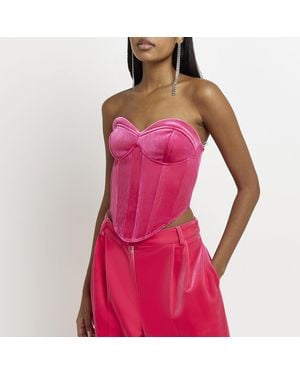 River Island Corset Top Velvet - Pink