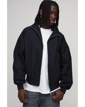 BoohooMAN Extreme Oversized Twill Funnel Neck Jacket - Black
