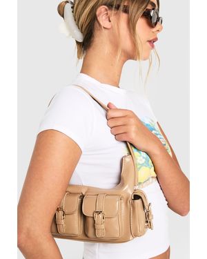 Boohoo Utility Pocket Shoulder Bag - White