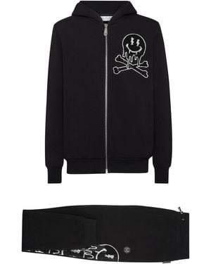 Philipp Plein Trainingspak: Hoodie & Broek Skeleton - Zwart