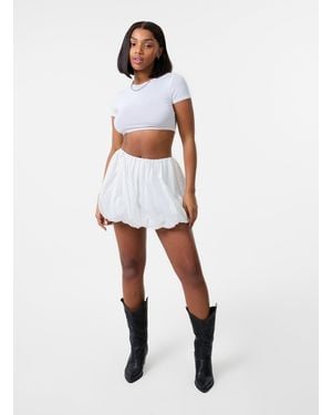 Pink Vanilla Broderie Puffball Mini Skirt - White