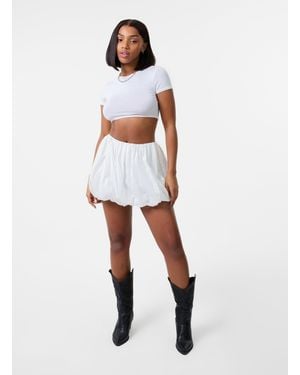 Pink Vanilla Broderie Puffball Mini Skirt - White