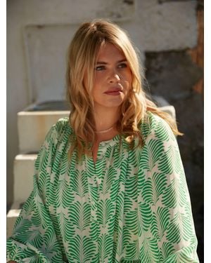 Live Unlimited Feather Print Viscose Blouse - Green