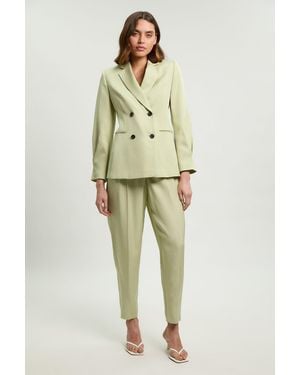 Karen Millen Polished Linen Blend Tailored Trouser - Green