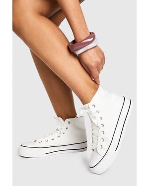 Boohoo High Top Platform Lace Up Trainers - White