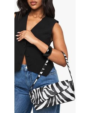 Boohoo Zebra Print Fold Over Shoulder Bag - Blue