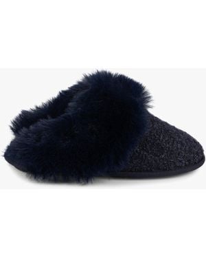 Totes Toasties Textured Sparkle Faux Fur Mule Slippers - Blue
