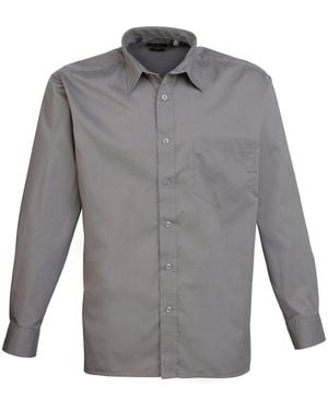 PREMIER Poplin Long-Sleeved Shirt (Dark) - Grey