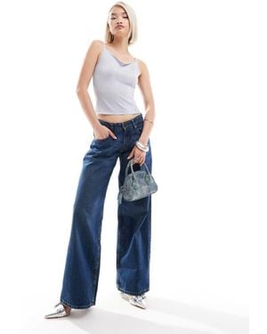 Motel Roomy Wide Leg Low Rise Jeans - Blue
