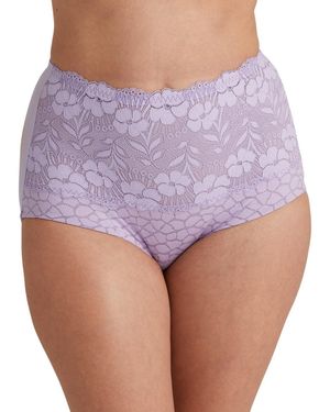 Miss Mary Of Sweden 4166 Jacquard & Lace Deep Brief - Purple